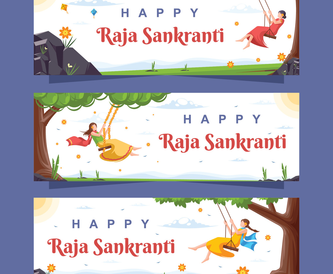 Raja Sankranti Banners Set