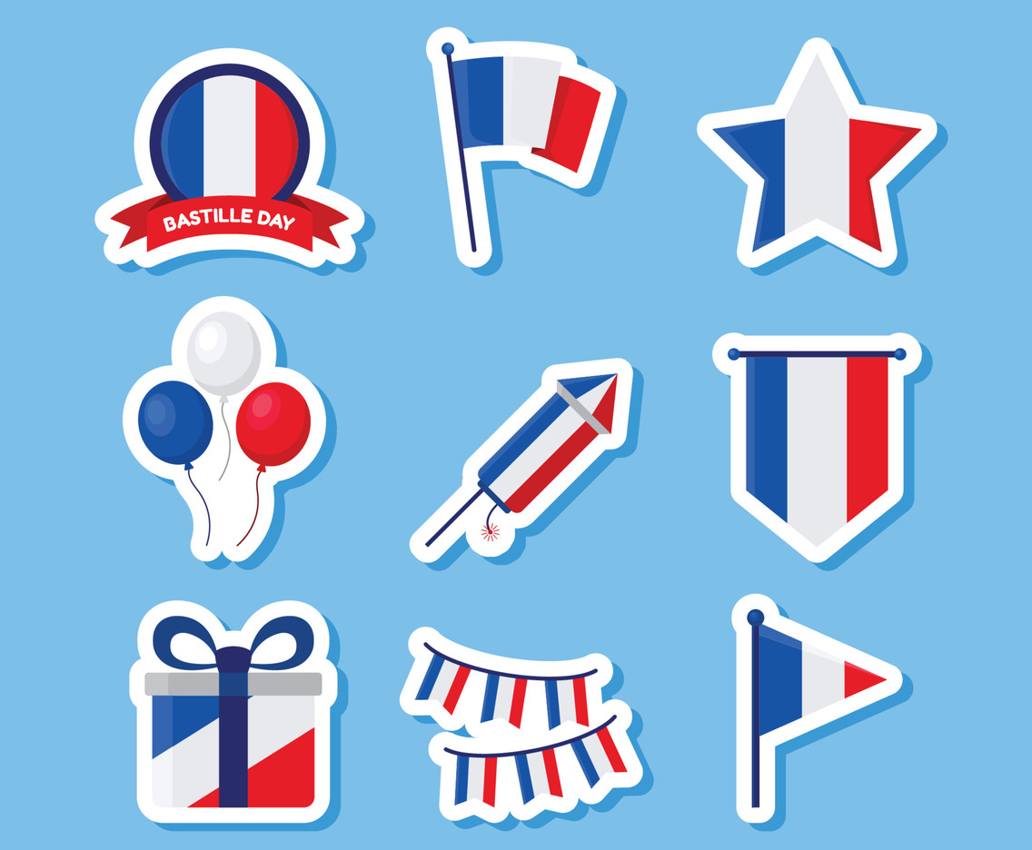 Set of Bastille Day Festivity Icons