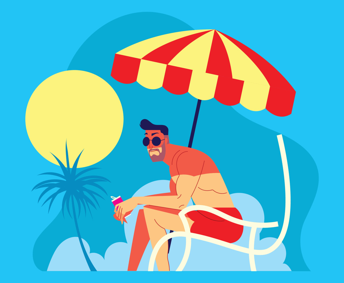 Man Sunbathing in The Beach