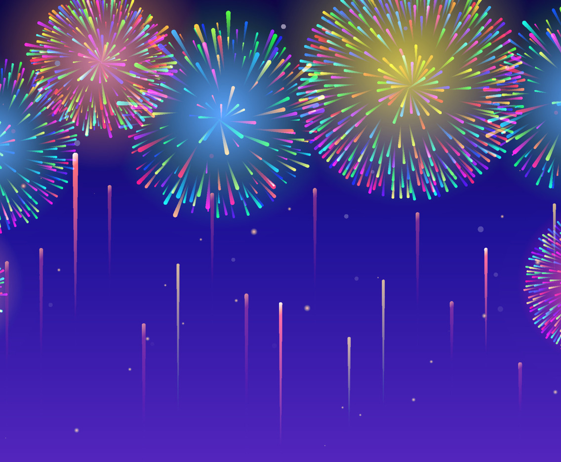 Fireworks on Blue Night Background
