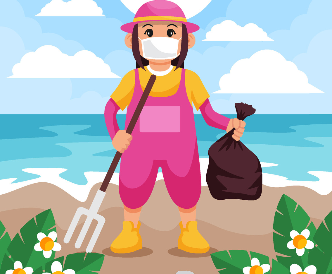 Girl Cleaning the Beach