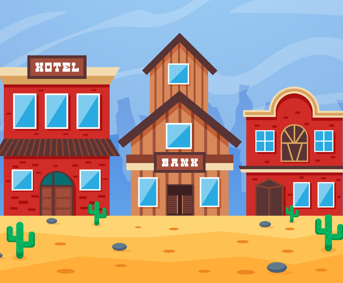 Wild West City Cartoon Western Cityscape