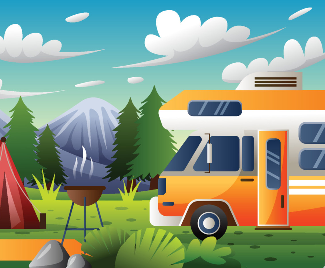 Camping With Camper Van Background