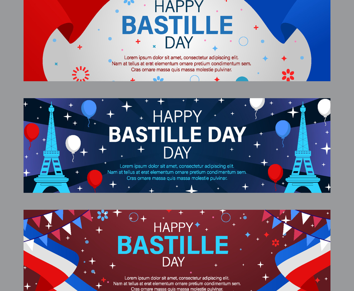 Bastille Day Festival Banners Set