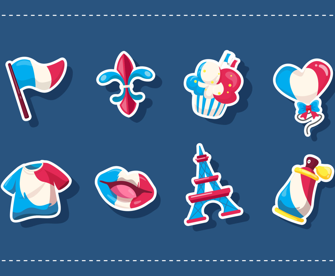 Cute Sticker Set Bastille Day