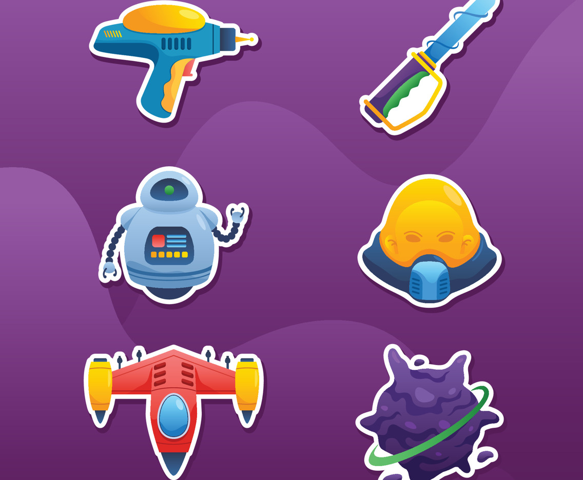 Outer Space Explorer Sticker Set