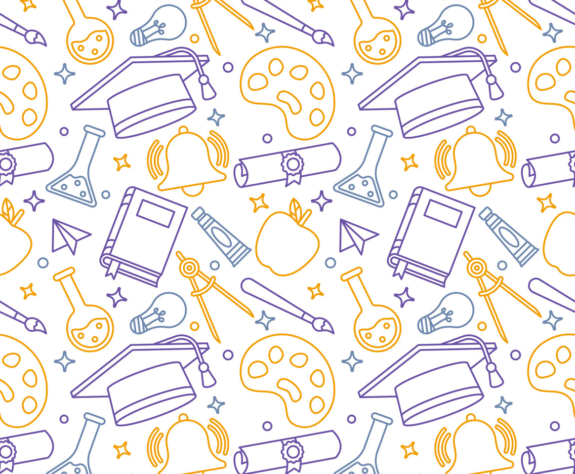 School Supplies Seamless Pattern Background