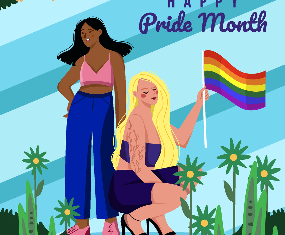 Lesbian Couple Celebrating Pride Day