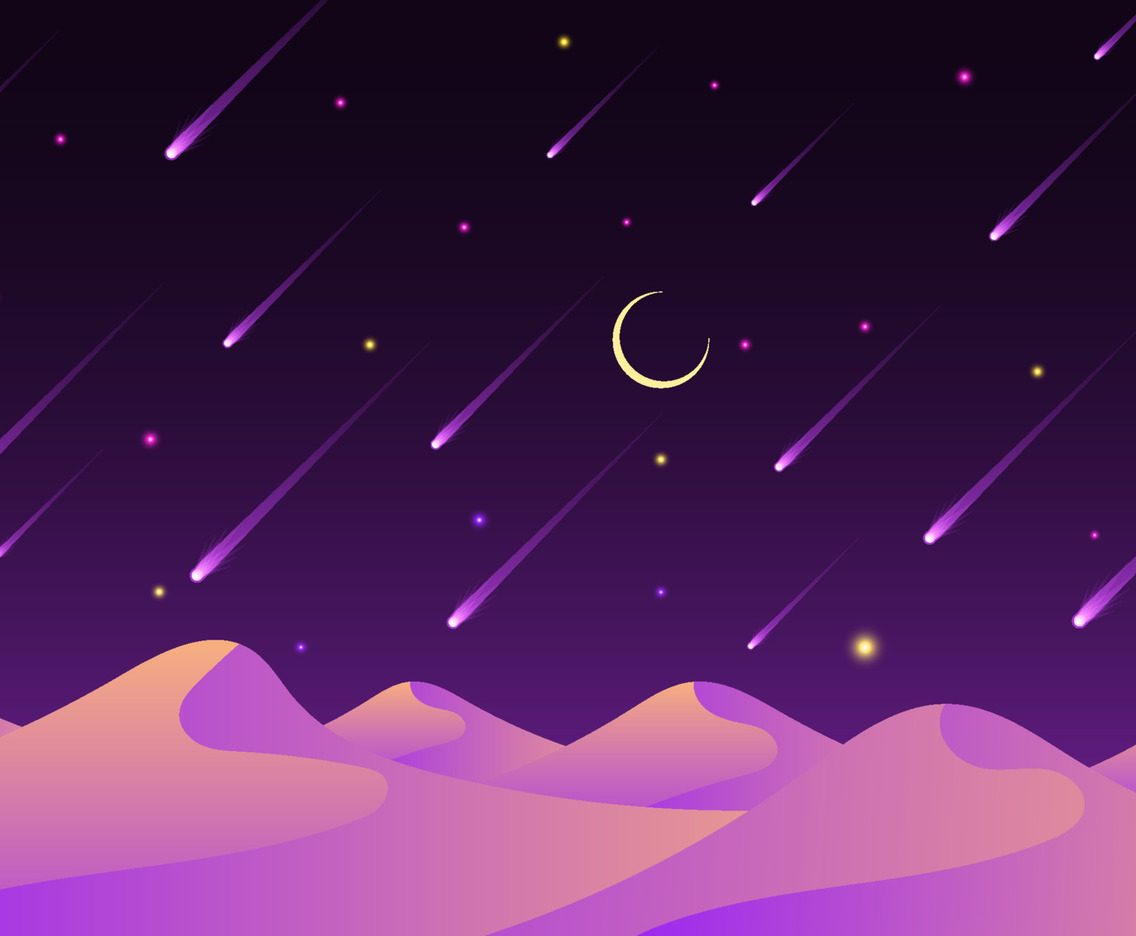Meteor Shower In Desert Background