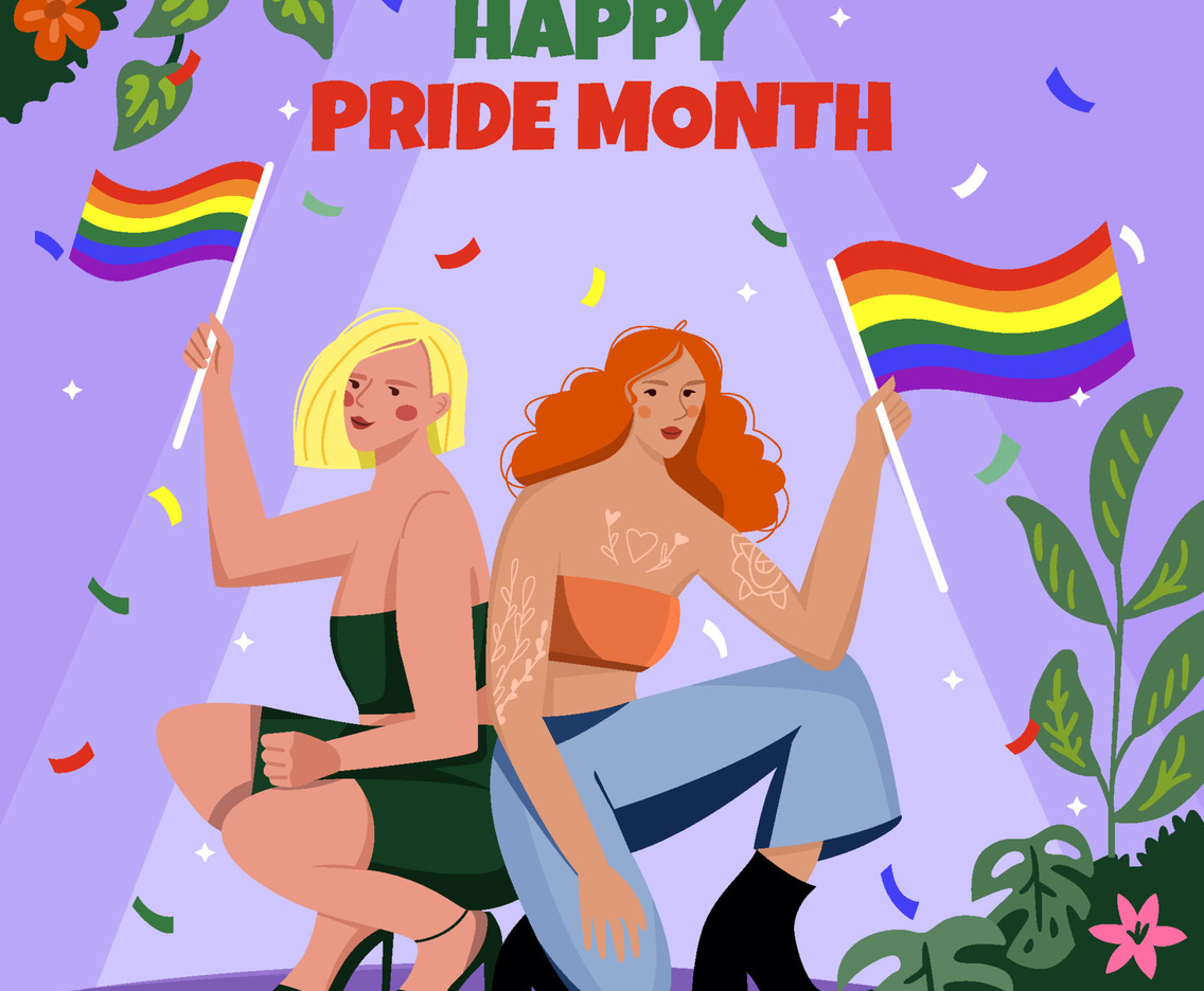 Women Kneeling Holds Rainbow Flag Concept