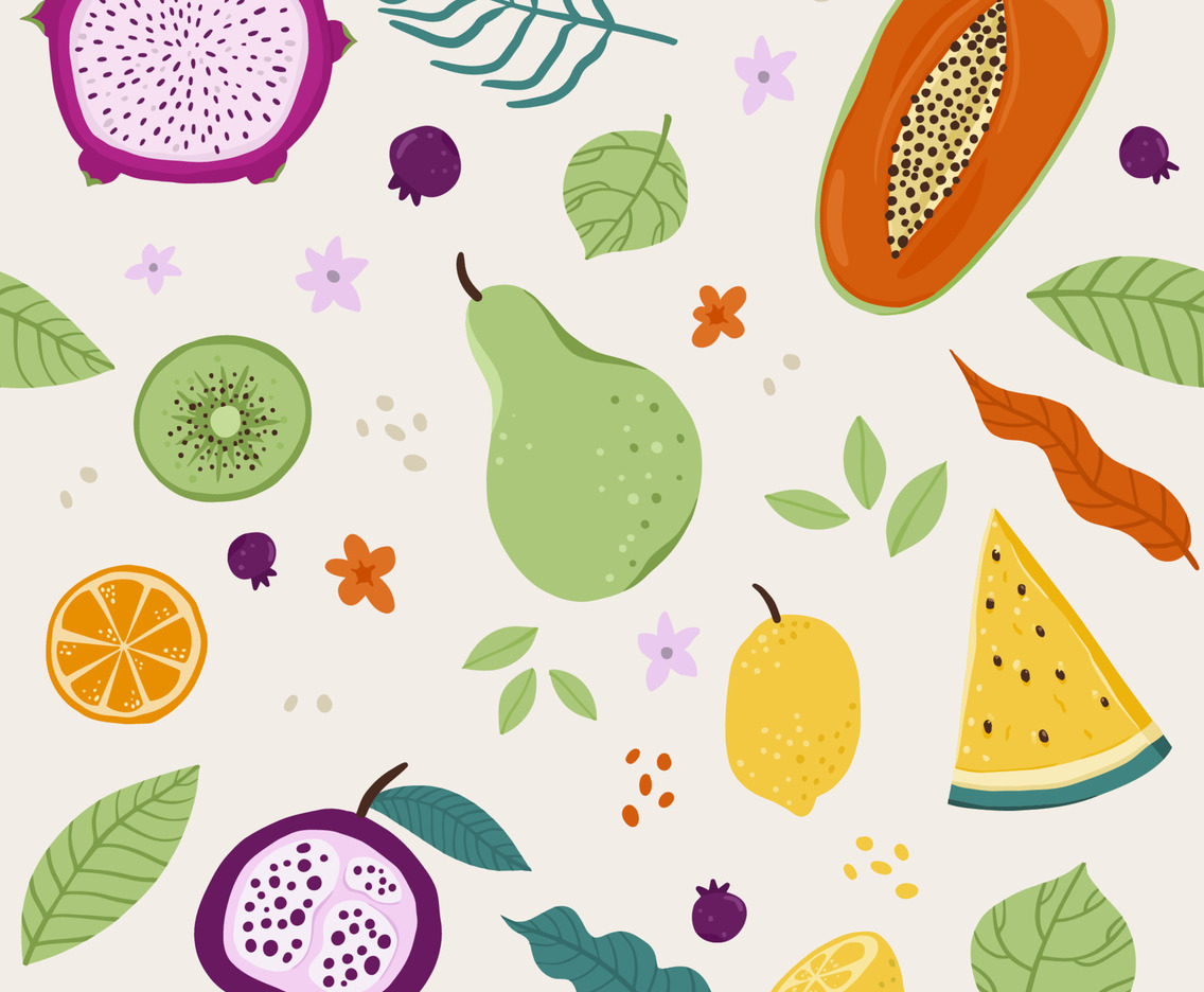 Tropical Fruits Seamless Background