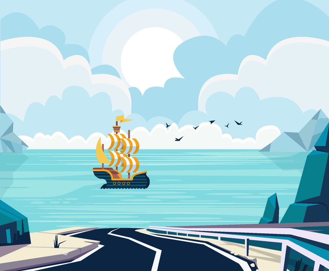 Road Landscape With Sea View Concept