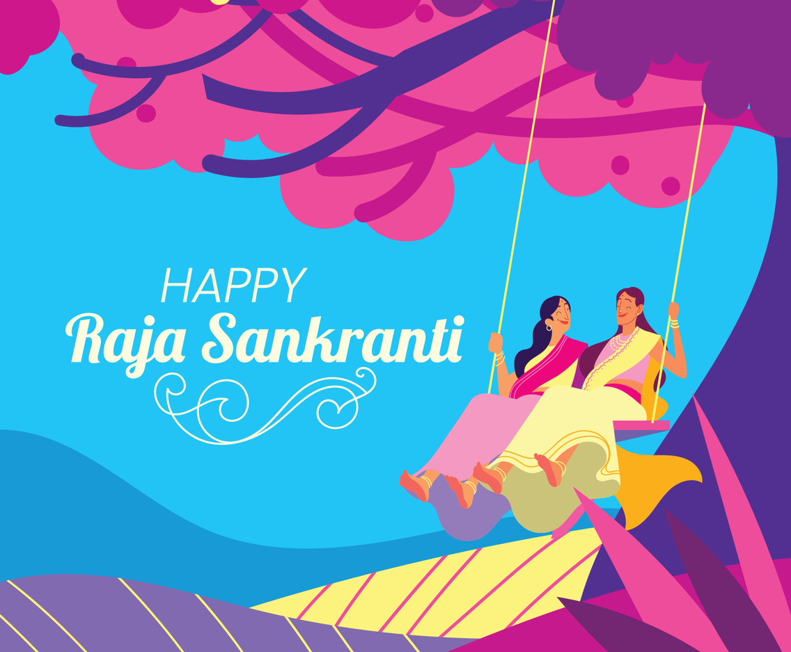Two Cheerful Girls in Raja Sankranti Day