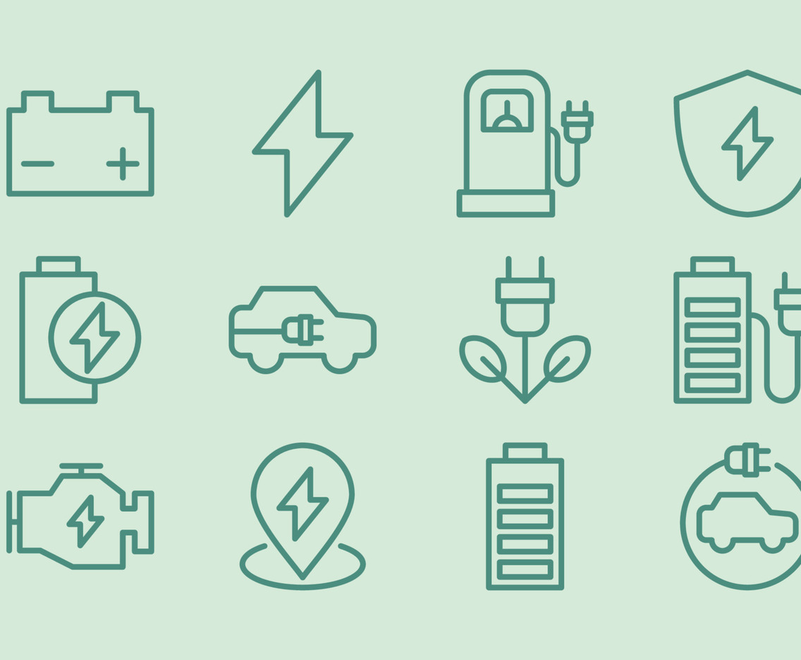 Electric Car Simple Outline Icon Collection