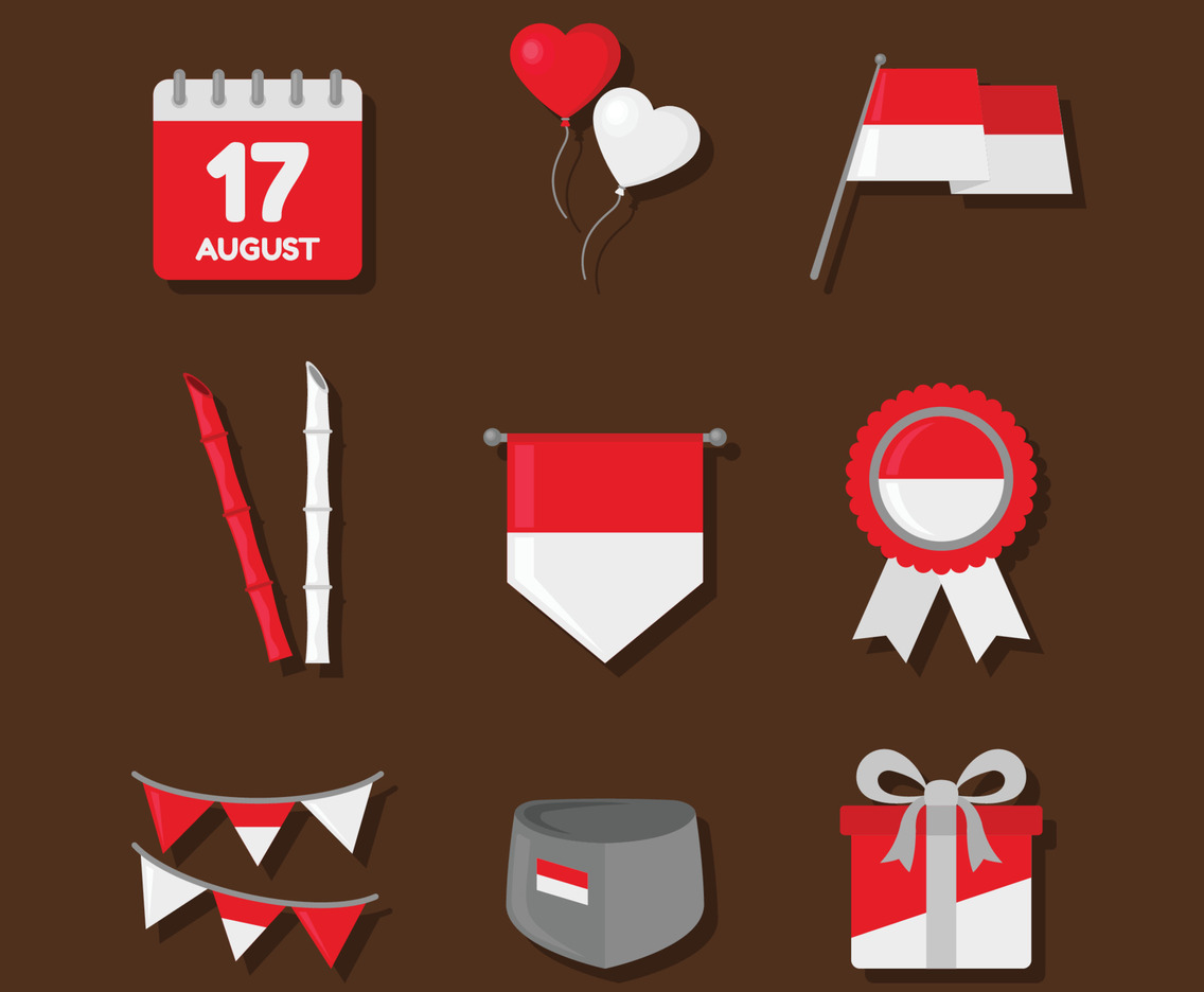Set of Indonesia Independence Day Icons