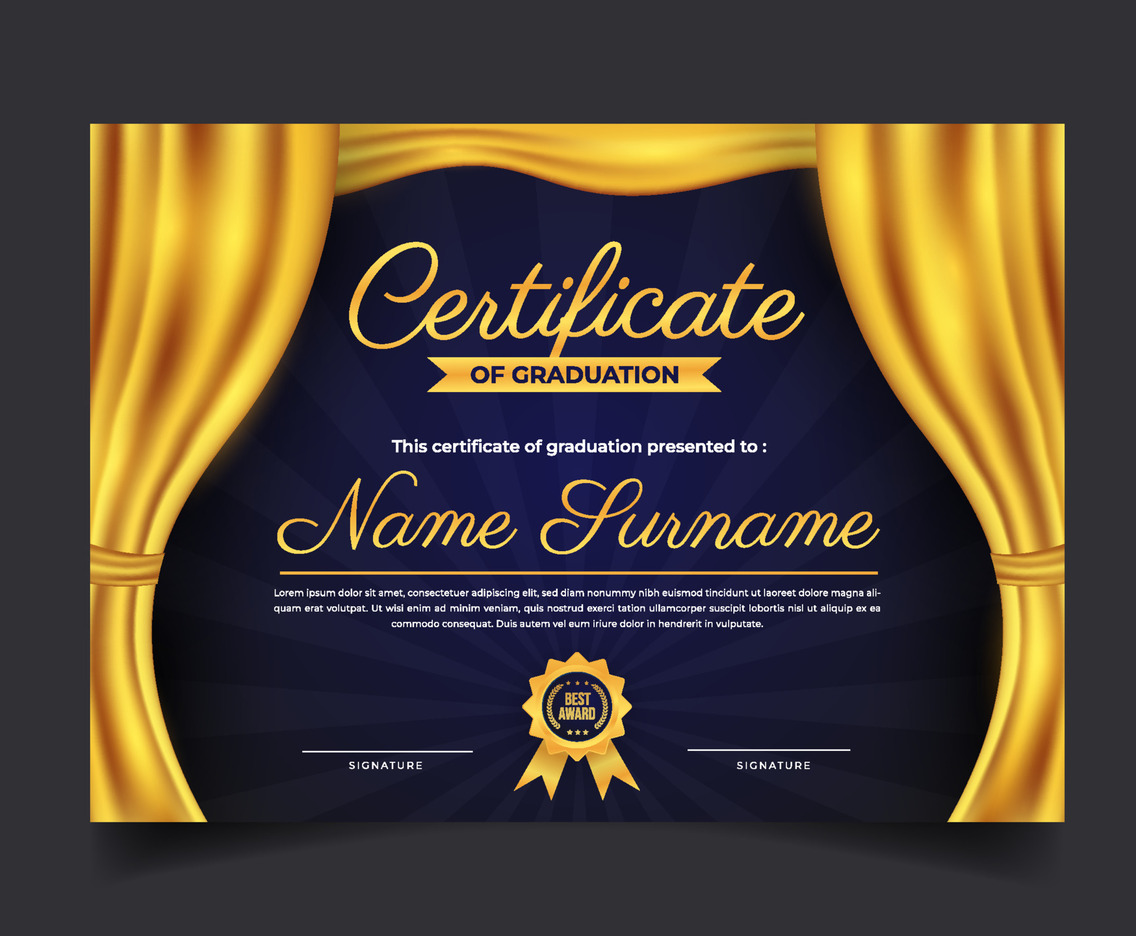 Realistic Curtain Luxury Certificate Template