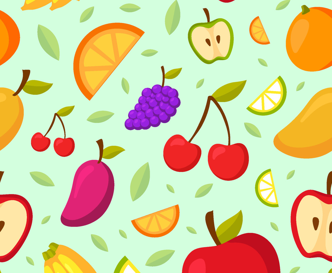 Tropical Fruits Seamless Background