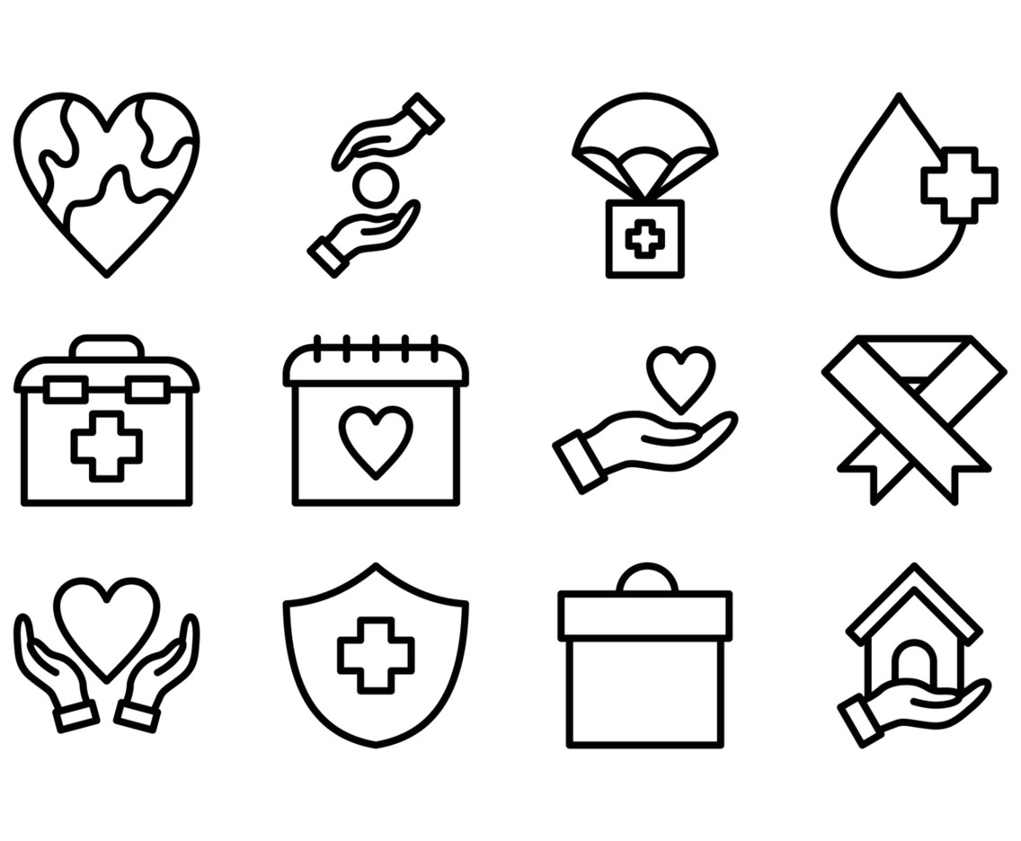 World Humanitarian Day Outline Stroke Icon Collection