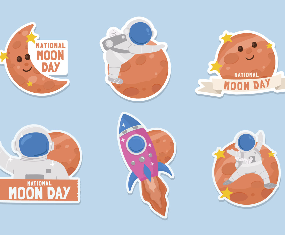National Moon Day Stickers