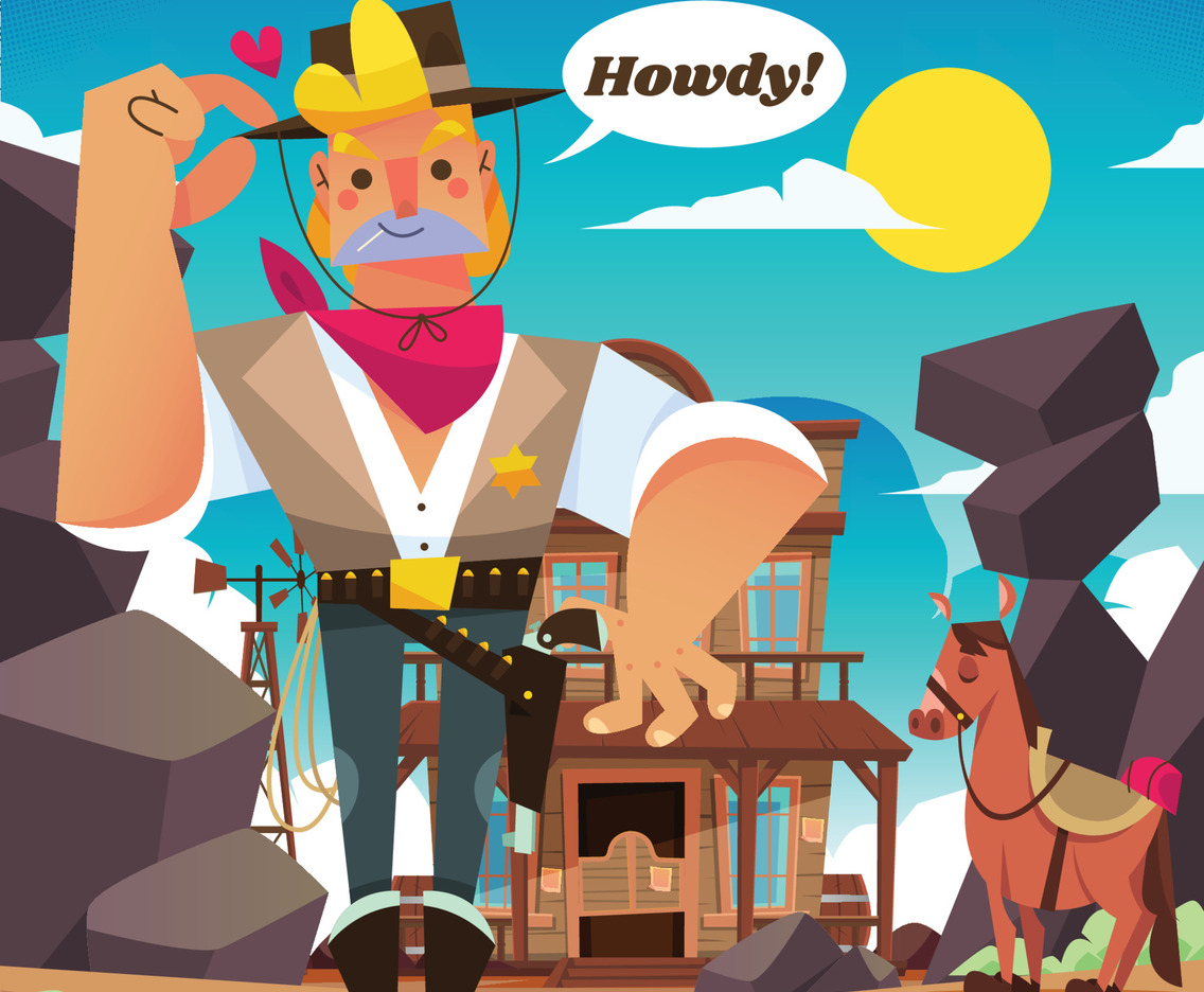 Cool Cowboy In The Wild West Scene