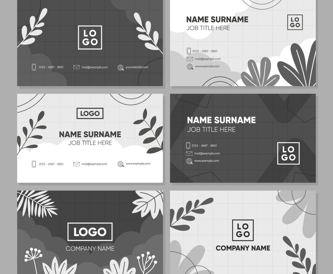 Business Card Collection Set with Monochromatic Style