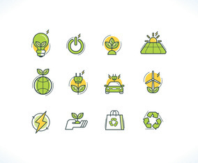 Green And Eco Technology Icon Set