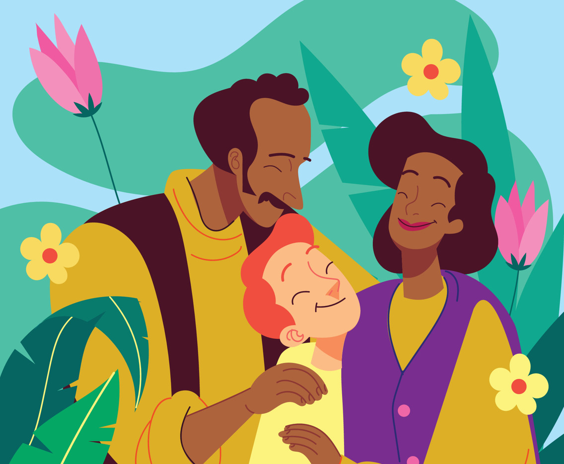 Happy Family with Adopted Son