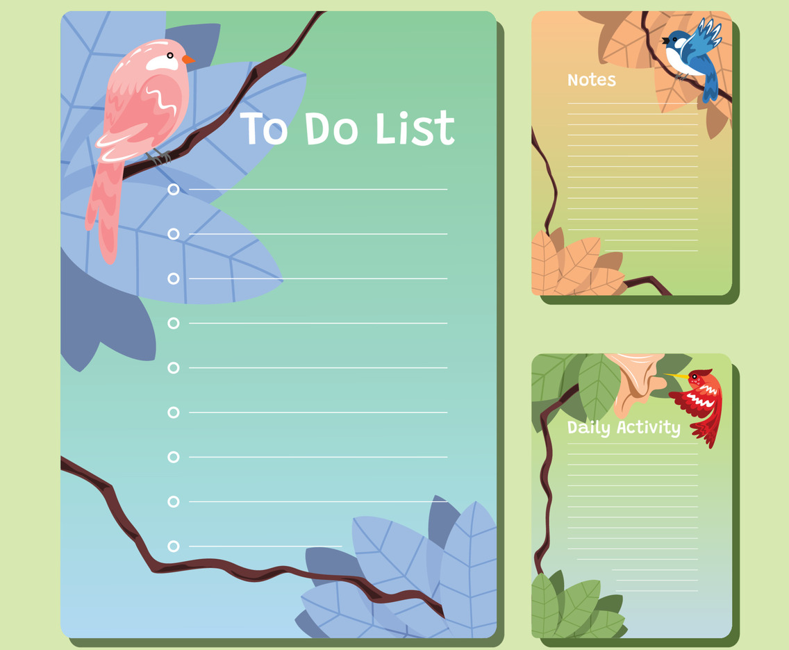 Handdrawn Colorful Bird Journal