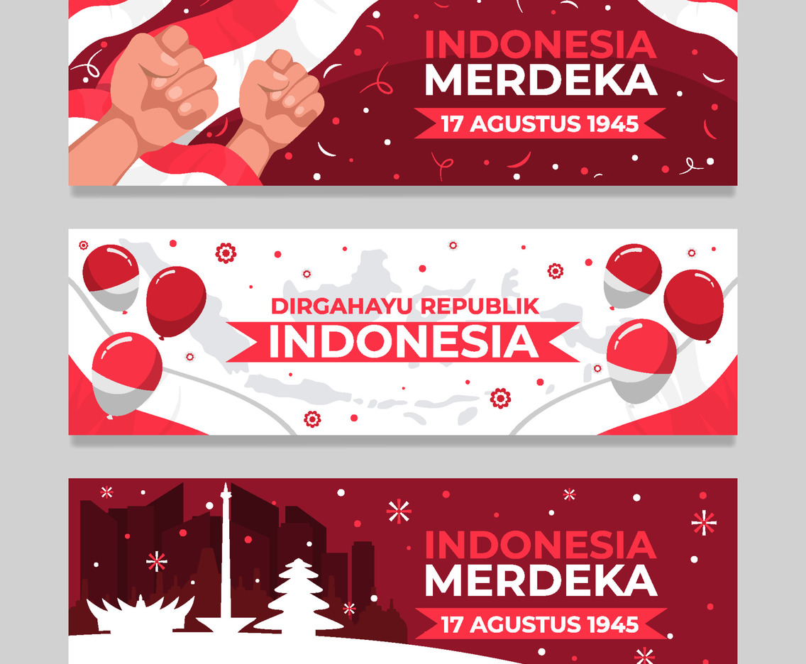 Indonesia Independence Day Set Banner Template