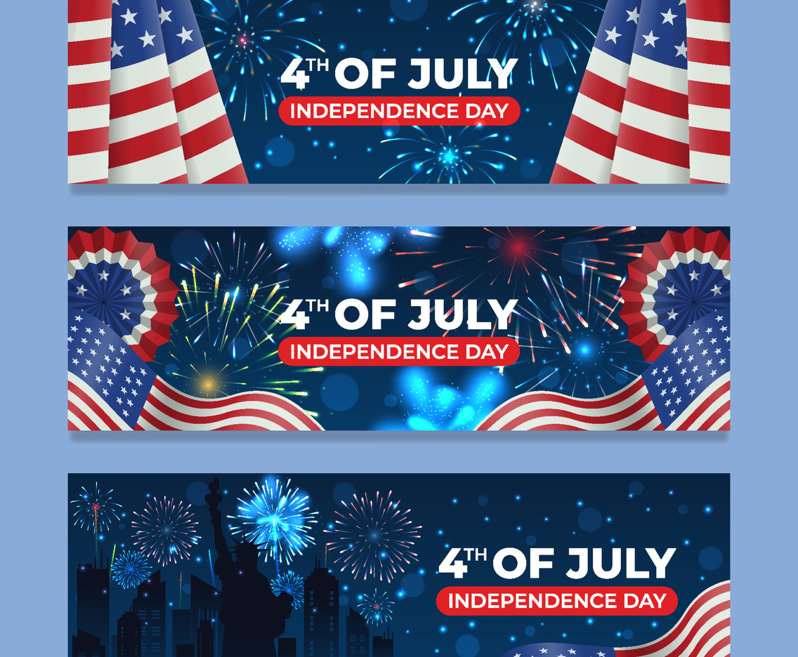 USA Independence Day Set Banner Template