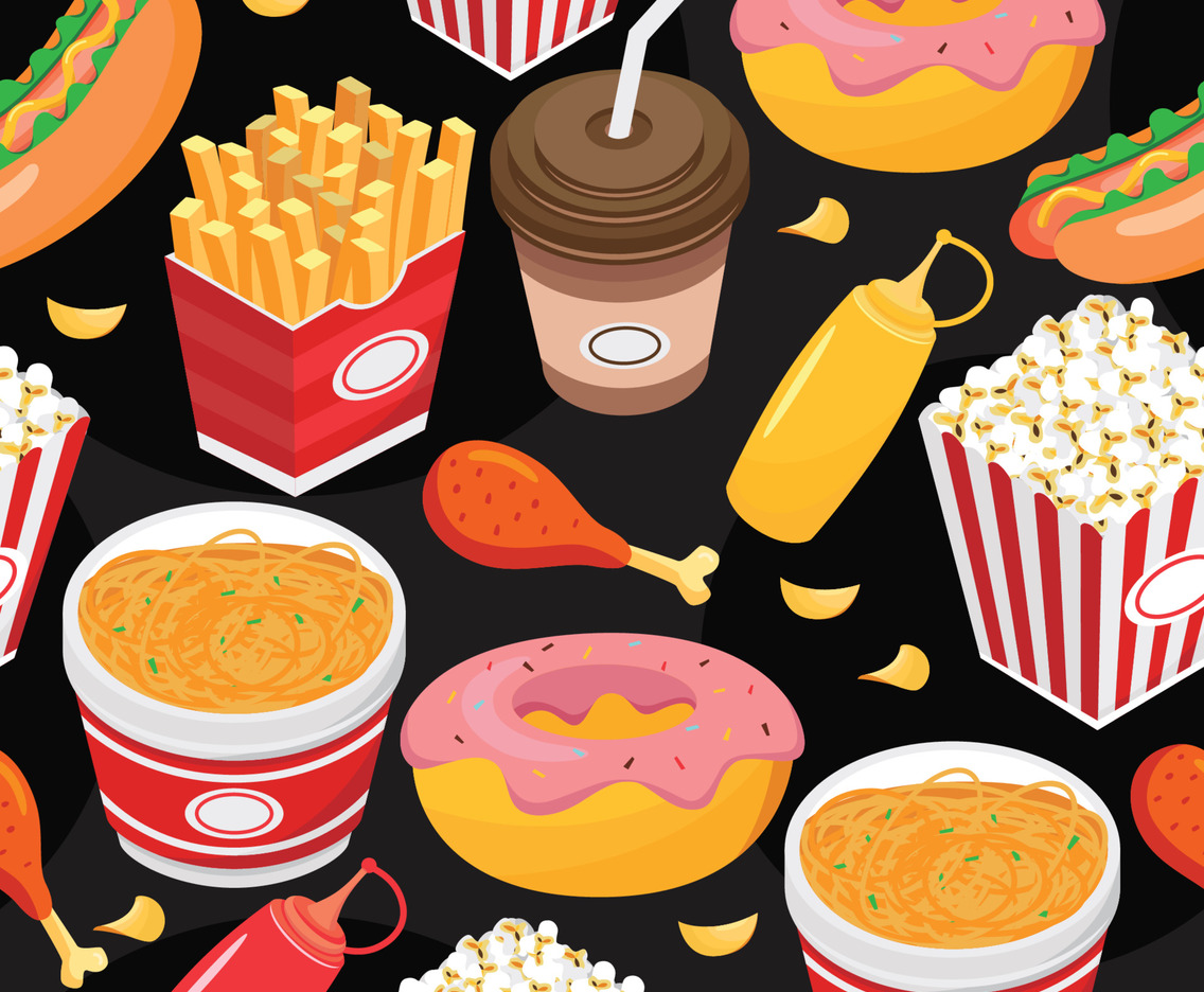 Junkfood Seamless Cartoon Pattern