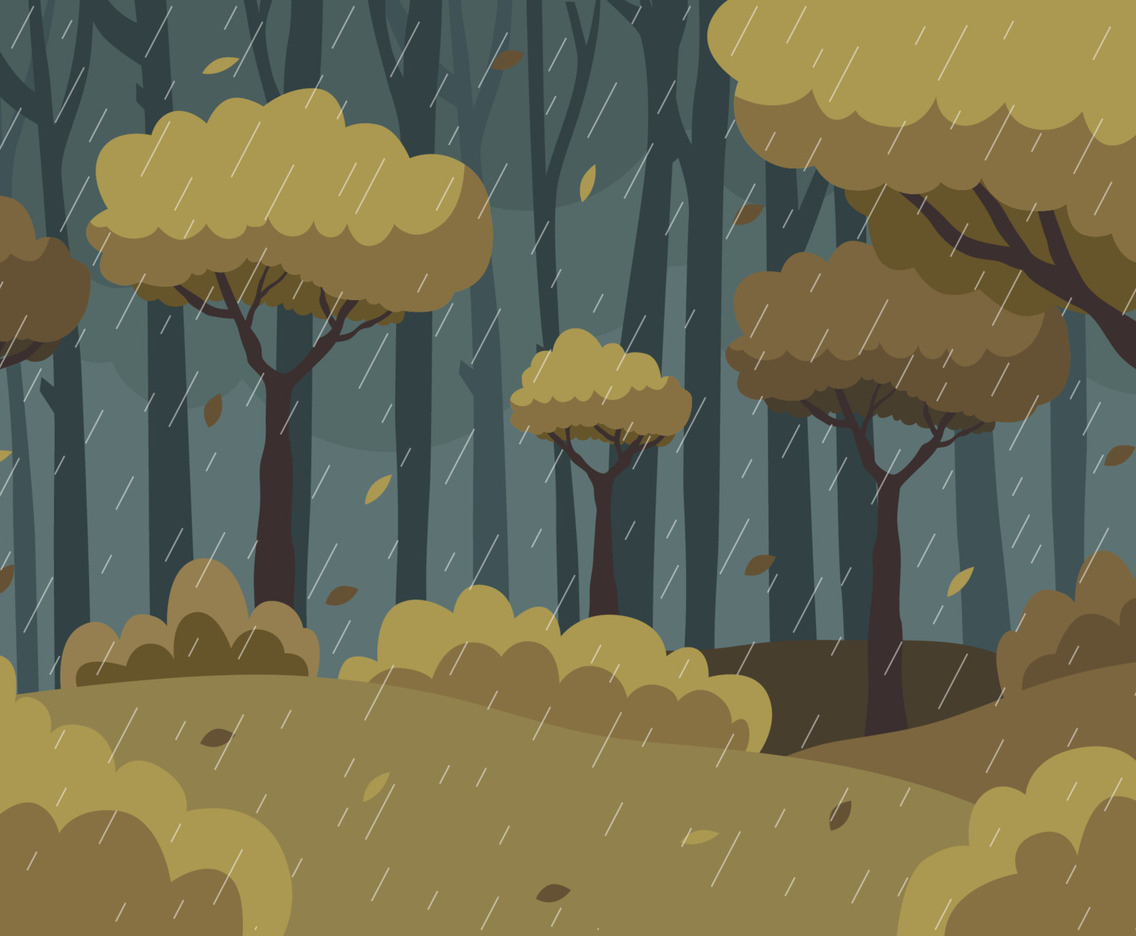 Weather Rain In The Forest Background