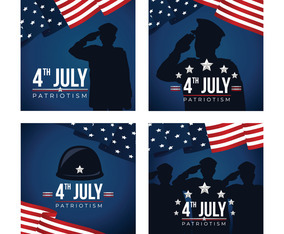 Set of Independence Day of America Cards
