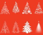 Christmas Trees Silhouette Set