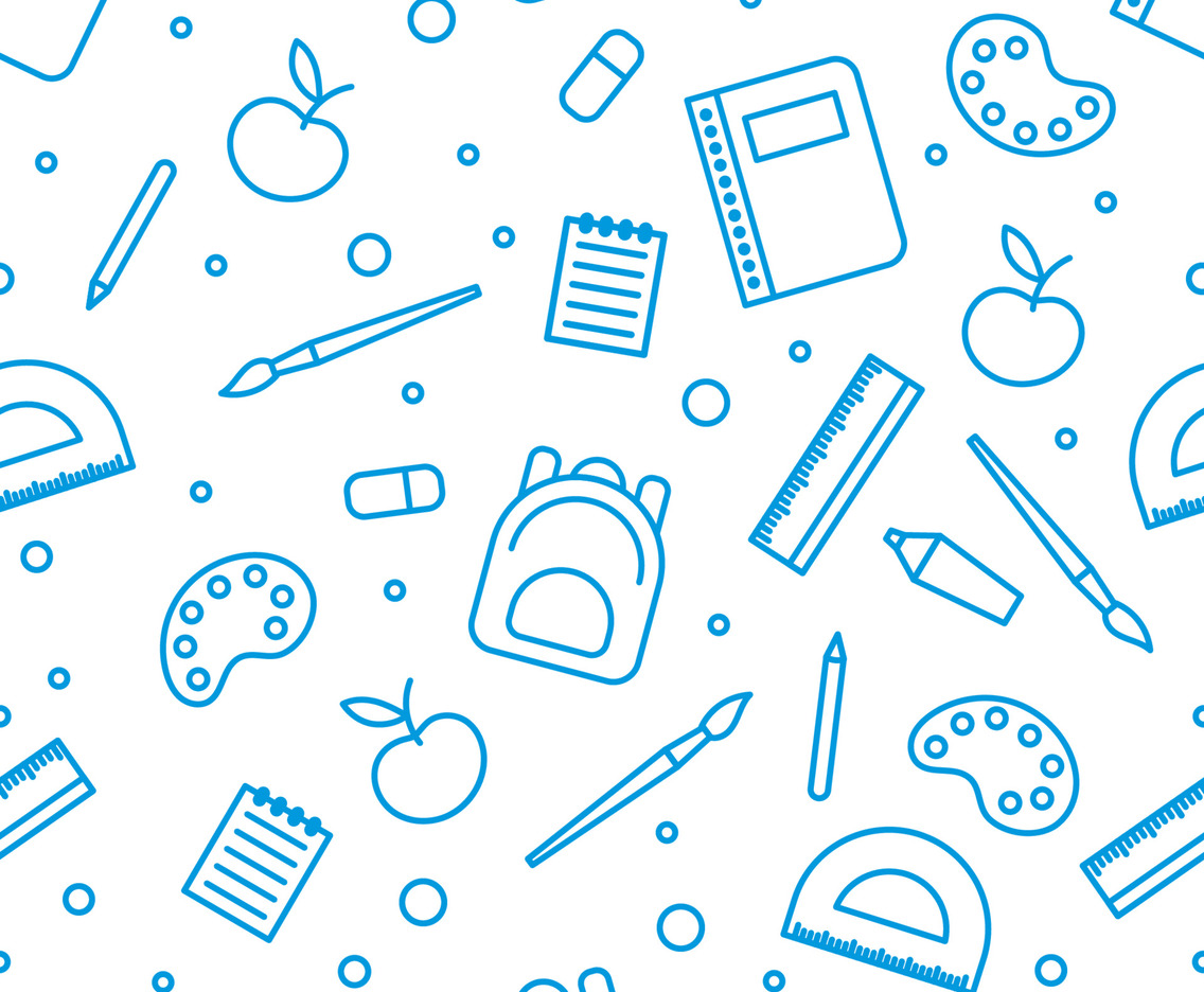 School Stuff Seamless Pattern