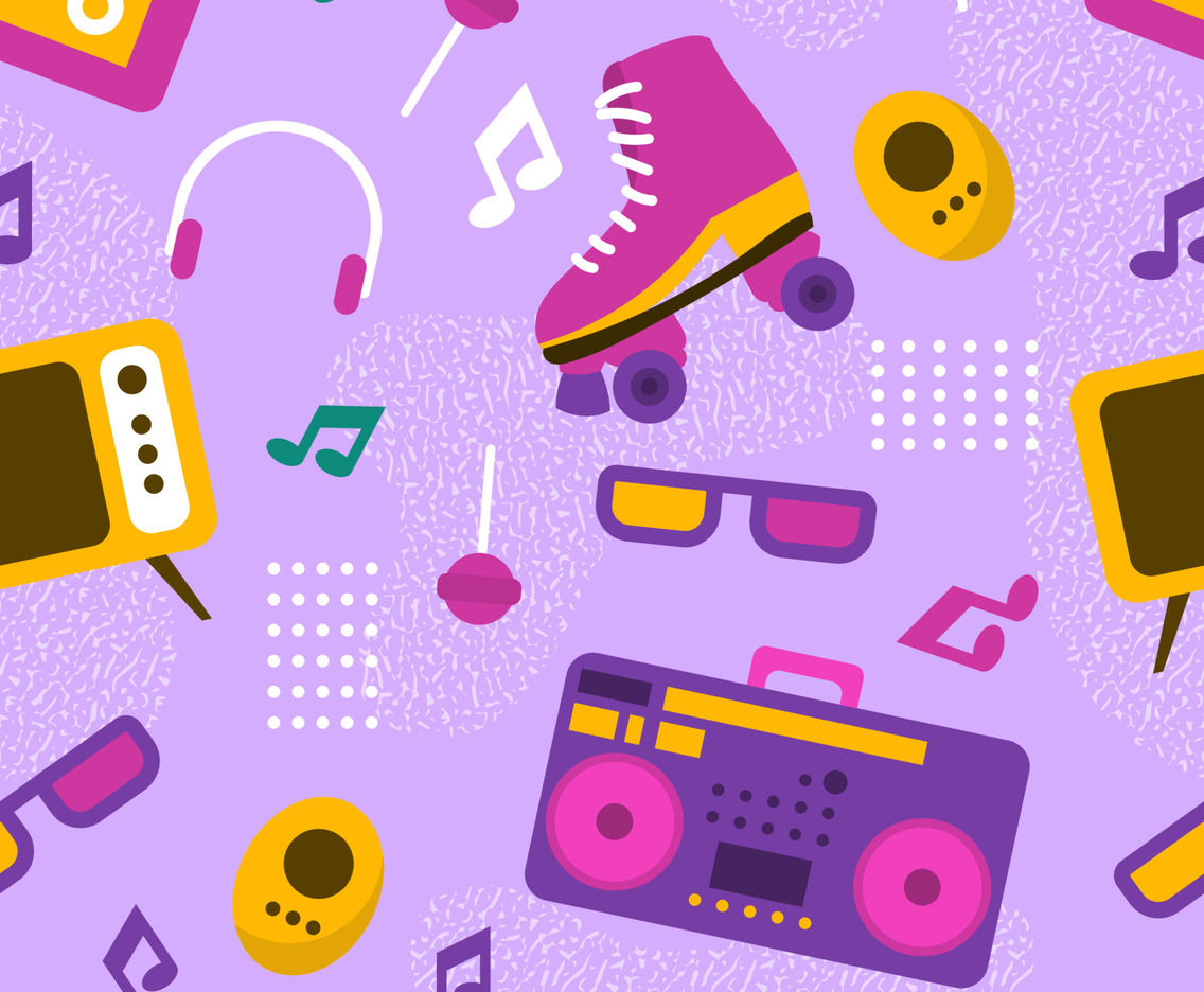 Retro 90s Stuff Seamless Pattern