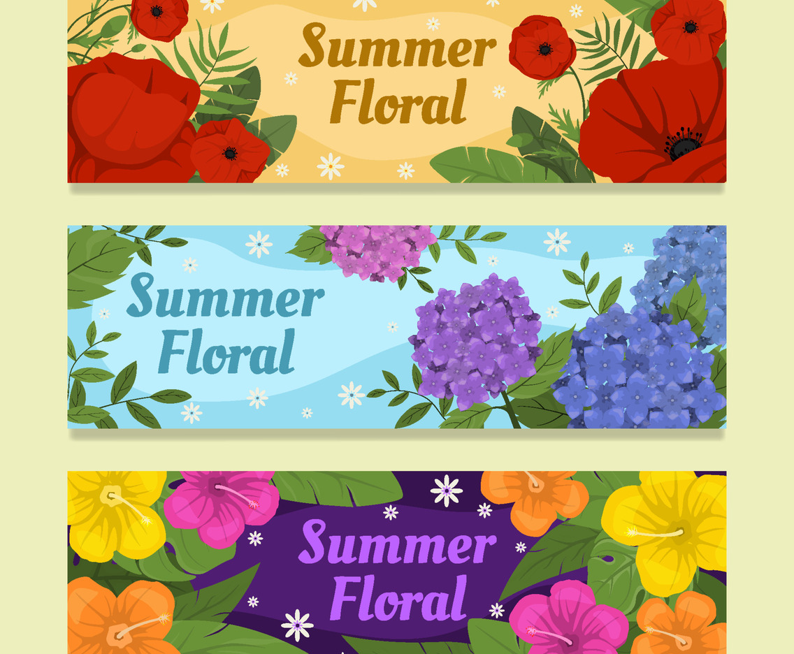 Summer Floral Set Banner Template