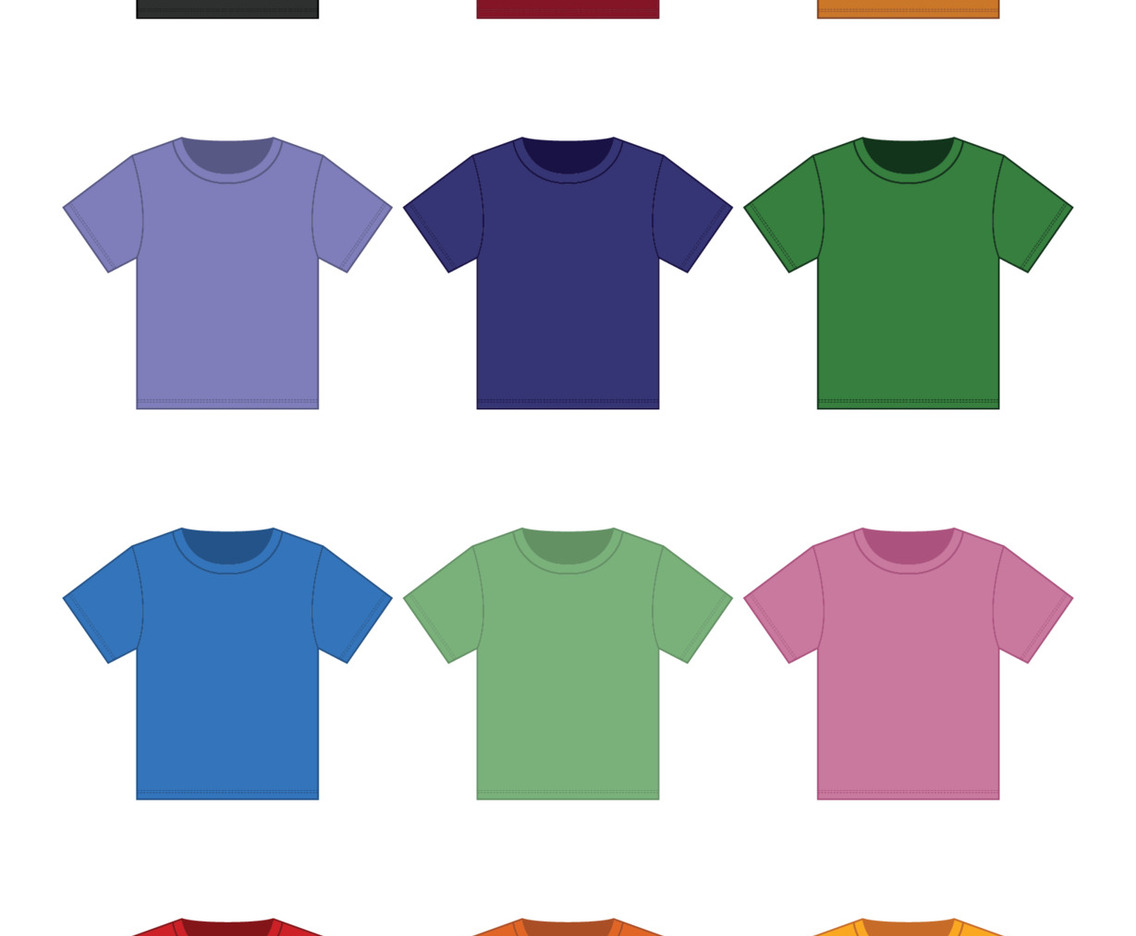 Flat Outline Colorful Tshirt Template Concept