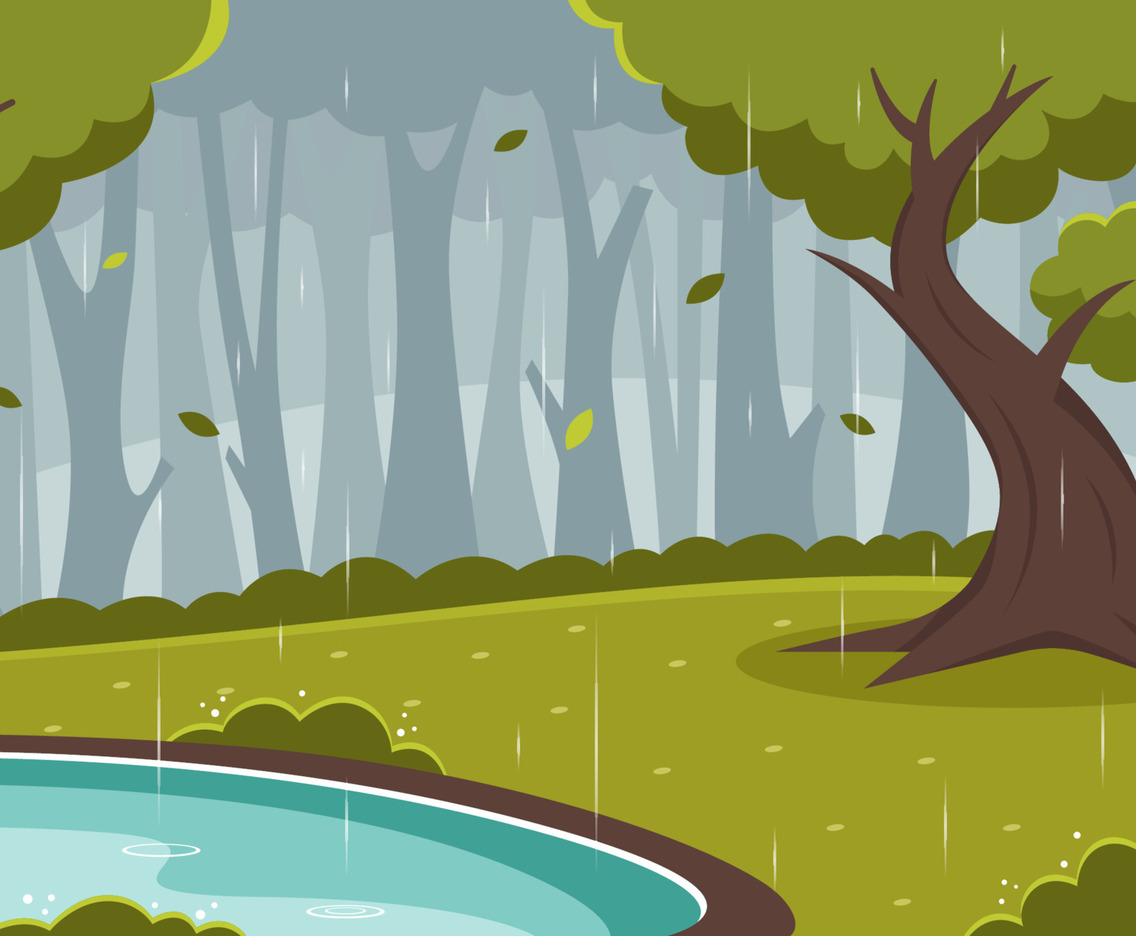 Rainy Weather in Nature Scenery Background
