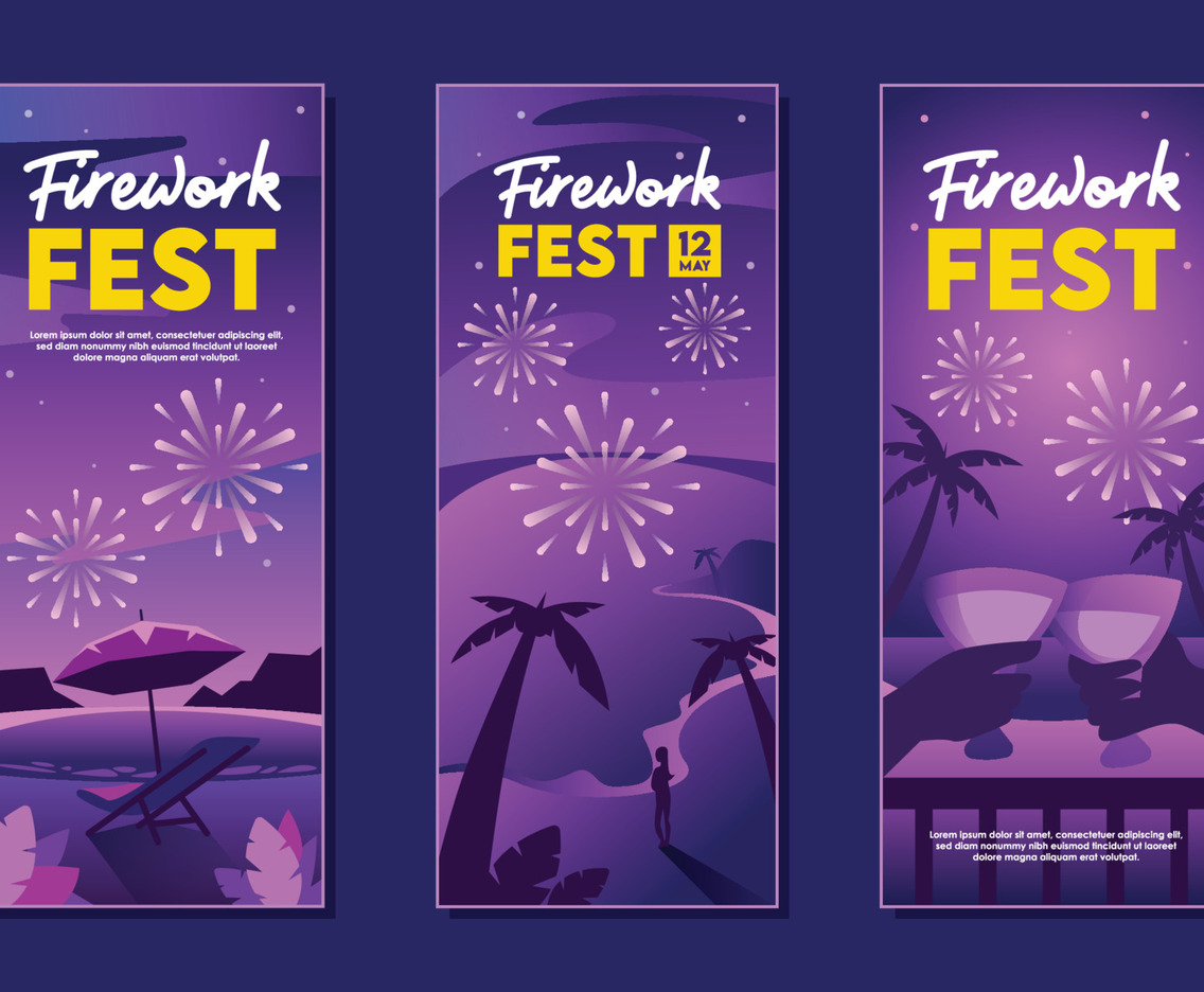 Firework Festival at the Beach Banner Set