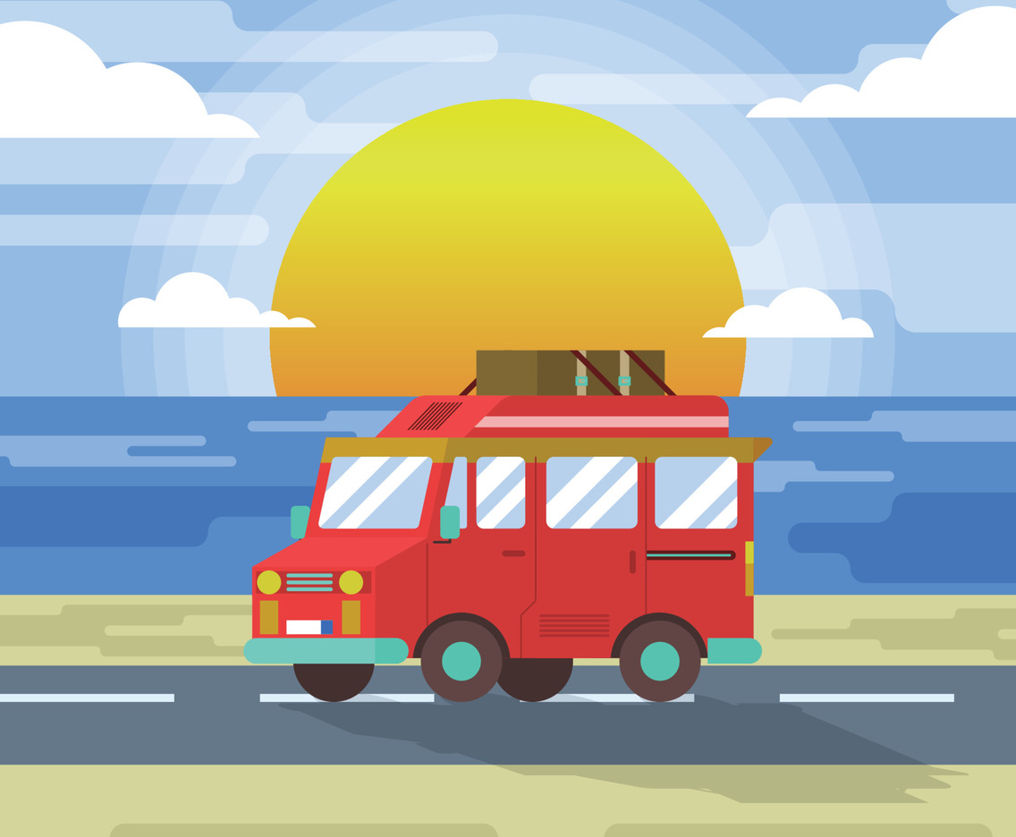Family Vacation Road Trip Camper Van Background Design