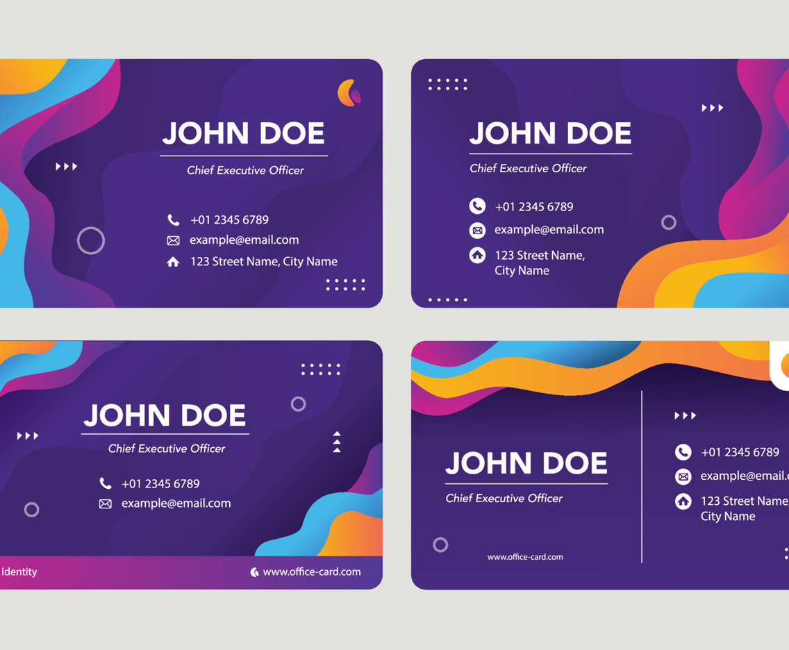 Set of Colorful Business Card with Liquid Style