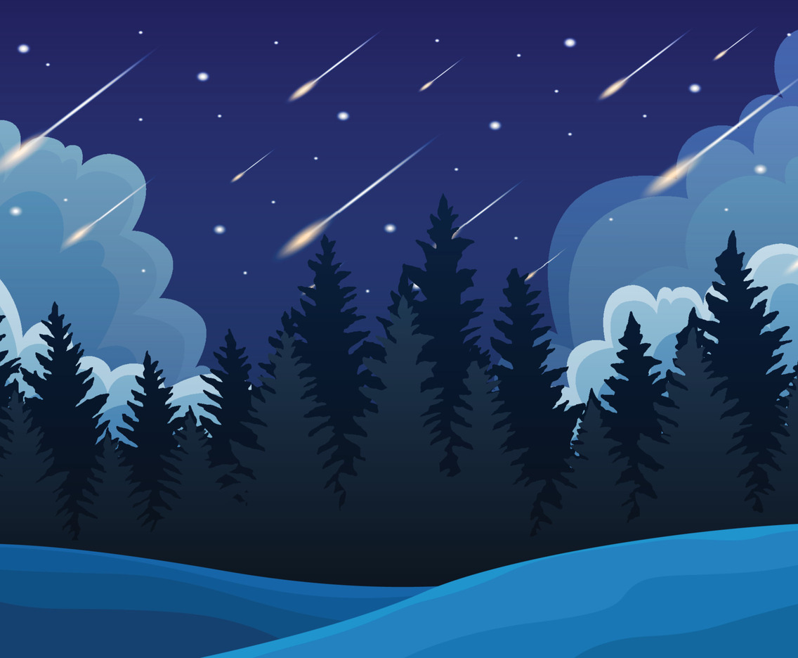 Meteor Shower In the Night Sky Background