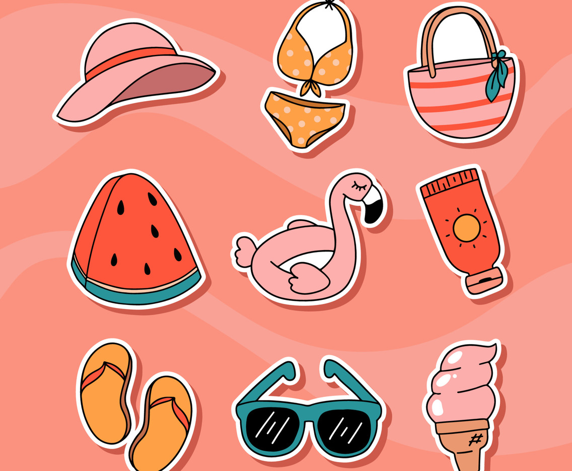 Collection of Cute Han Drawn Summer Holiday Stickers
