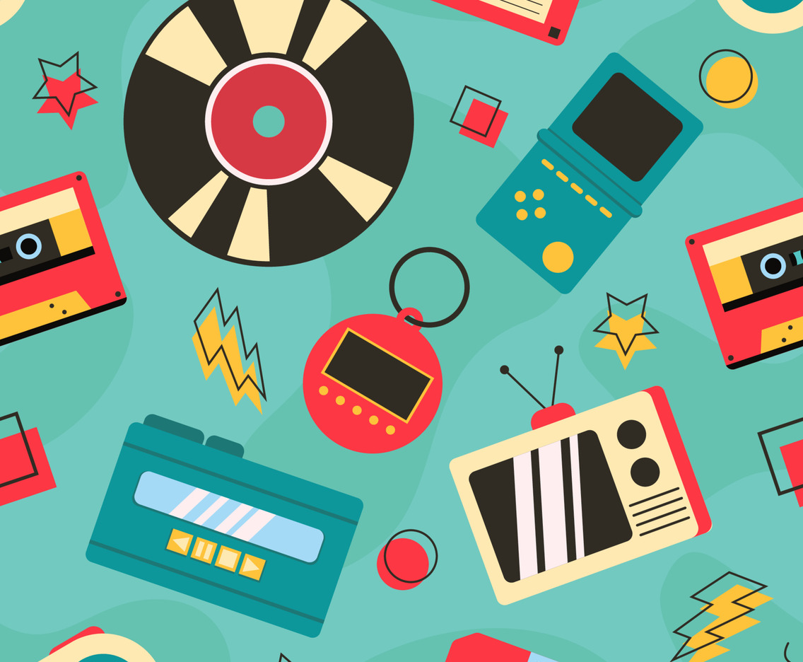 Retro 90s Seamless Pattern Background