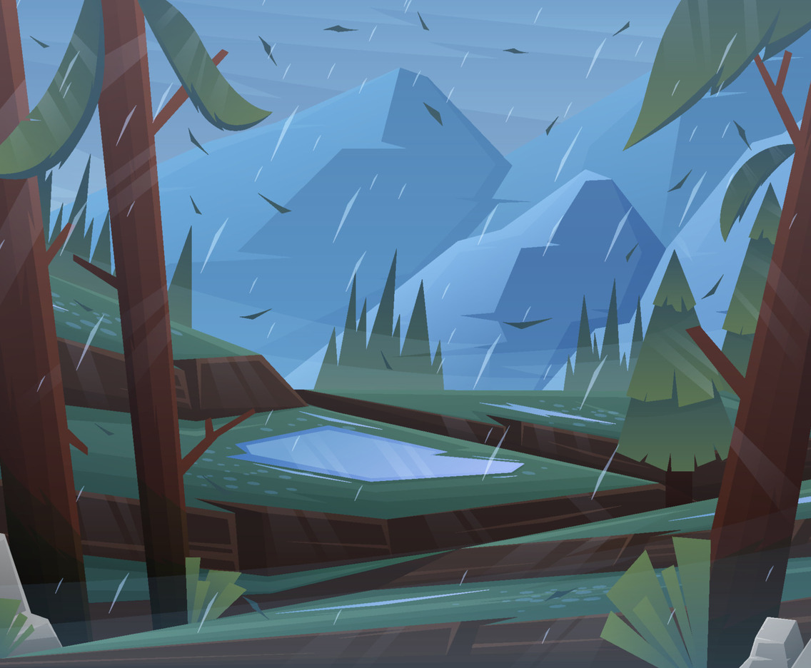 Weather Raining in the Forest Background