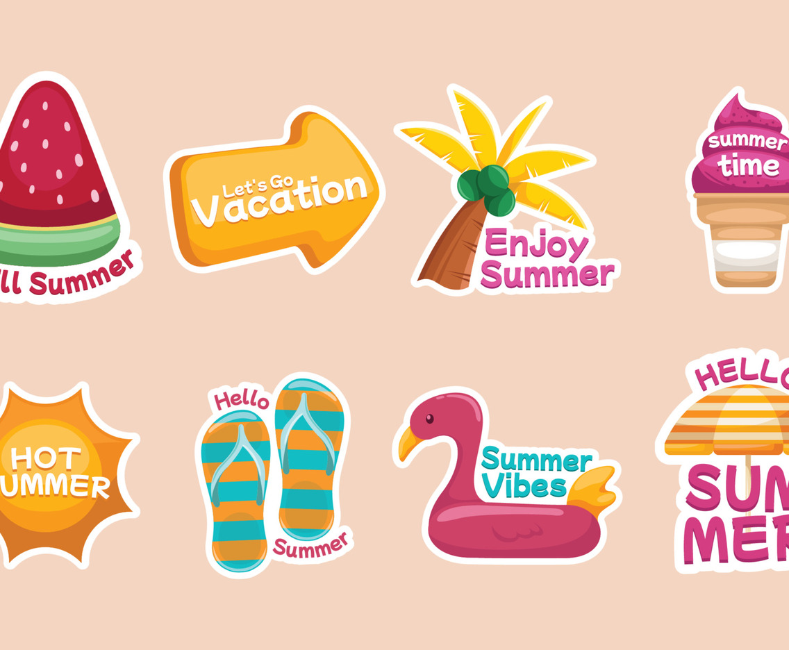 Set Of Refreshing Summer Holiday Stickers