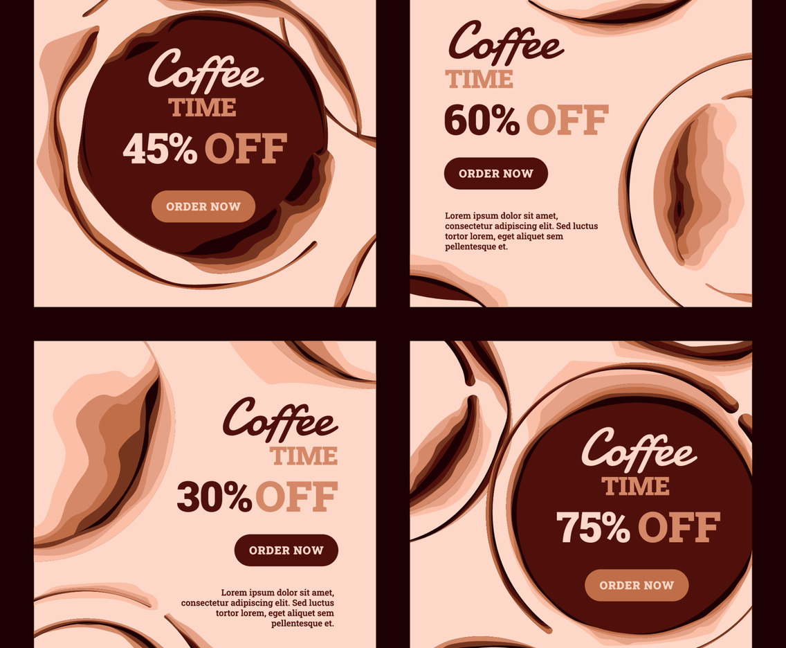 Social Media Templates with Coffee Stains Background