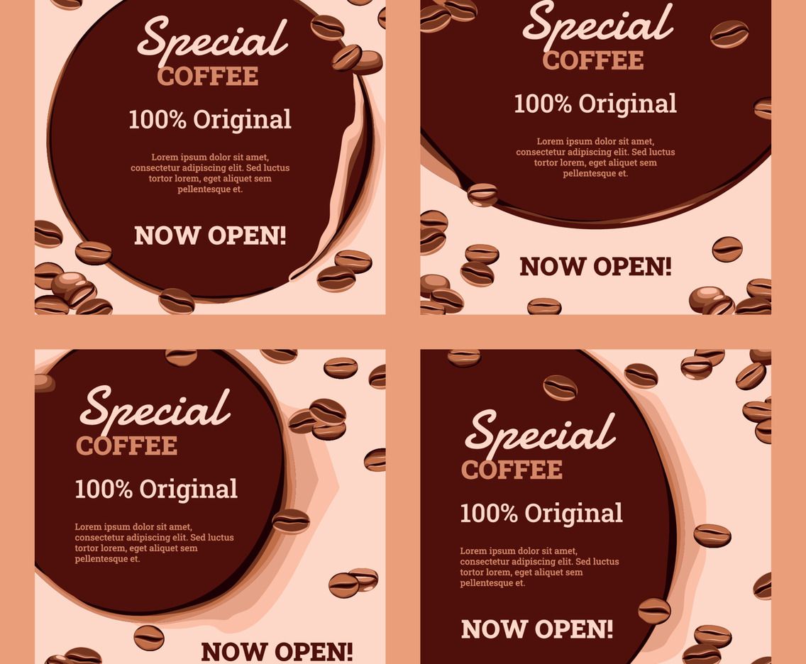 Social Media Templates with Coffee Beans Background