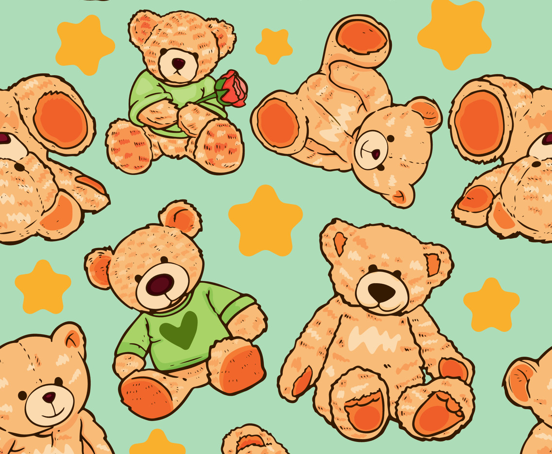 Doodle Bear Seamless Pattern Background